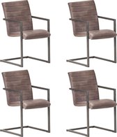 Slede eetkamerstoelen 4 stuks echt leer bruin