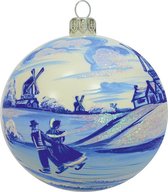 Fairy Glass - Delfts Blauw - Handbeschilderde Kerstbal - Mond geblazen glas - 10cm