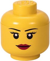 LEGO Hoofd Opbergbox Girl - Klein - Geel - 2L - 16 x 16 x 16cm - Kunststof