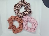 Drie handgemaakte haar scrunchies (volwassenen) - 100% premium kwaliteit voor meisje haar accessoires