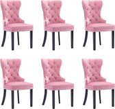 Eetkamerstoelen 6 stuks fluweel roze