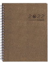 Brepols Agenda 2022 - Ecotiming - Gerecycleerd papier - Wire o spiraal met kazarcover - 17,1 x 22 cm - Bruin