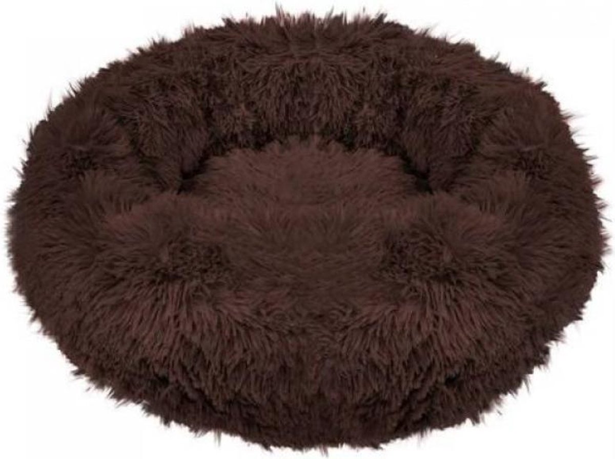 Springos Hondenmand | Superzacht en Luxe | Wasbaar | Donut | Fluffy | Hondenkussen | 90 CM | Donker Bruin