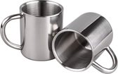 RVS koffiebeker dubbele wand - camping set van 2