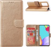 Hoesje Geschikt Voor Samsung Galaxy A22 hoesje bookcase Goud - Hoesje Geschikt Voor Samsung Galaxy A22 5G hoesje portemonnee wallet case - Hoesje A22 5G book case hoes cover