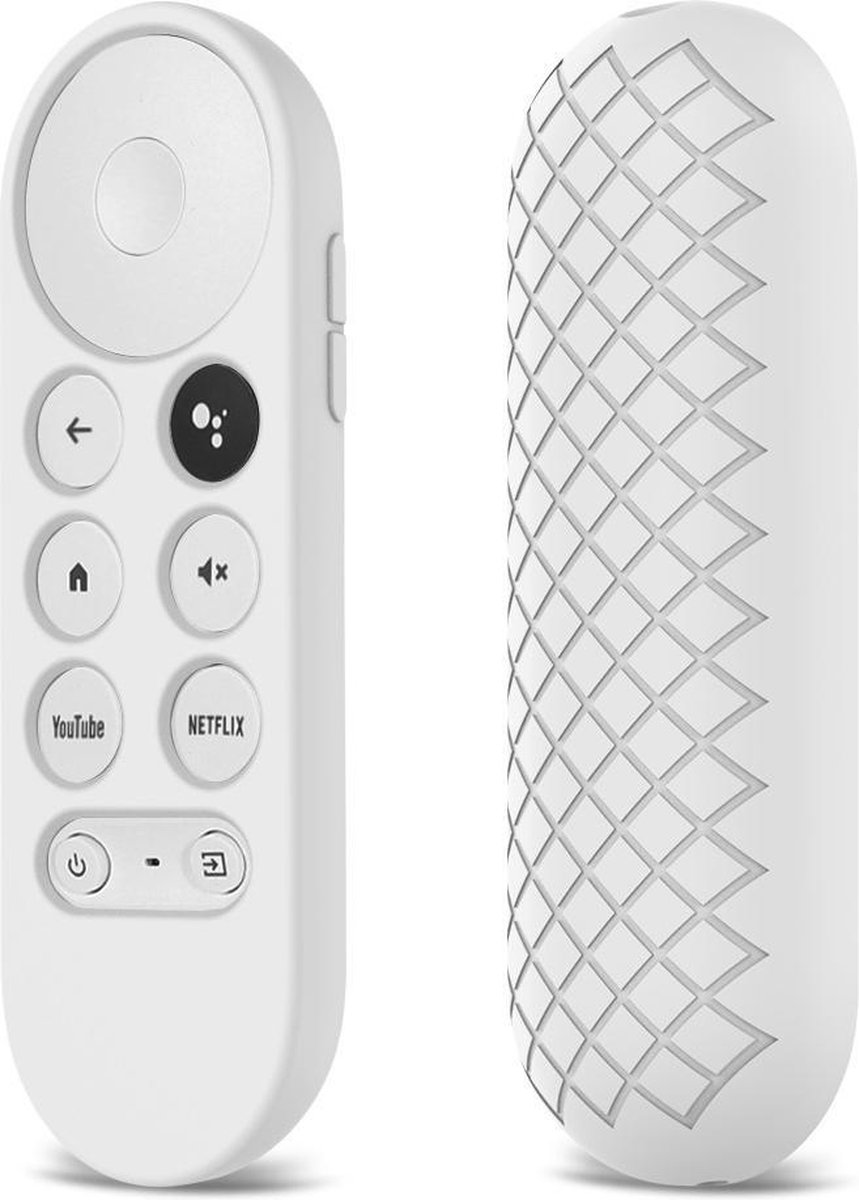 Luxe Siliconen Soft Case Cover Hoesje Geschikt Voor Google Chromecast 4K (2020) Met Google TV Afstandsbediening Remote - Bumper Sleeve Beschermhoes - Optimale Bescherming Tegen Krassen & Stoten - Wit