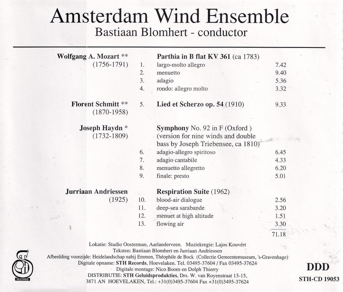 Amsterdam Wind Ensemble - Bastiaan Blomhert - Werken van Mozart