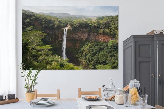 Peintures sur Toile Tropical - Cascade - Forêt Tropicale - 180x120 cm - Décoration murale XXL
