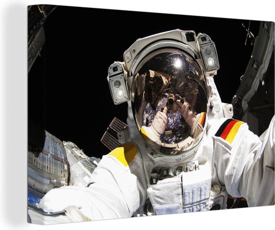 Canvas Schilderij Astronaut - Ruimte - Helm - 60x40 cm - Wanddecoratie