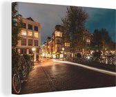 Peintures sur toile Amsterdam - Vélo - Maison - 120x80 cm - Décoration murale