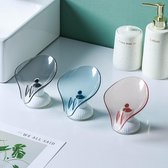 Edoir Zeepbakje - Zuignap Shampoo Bar Houder - Zeepschaaltje - Spons Bakje Douche - Zeephouder Badkamer - Afvoer Zeep Badspons Opbergvak - Sponshouder Keuken - Blauw