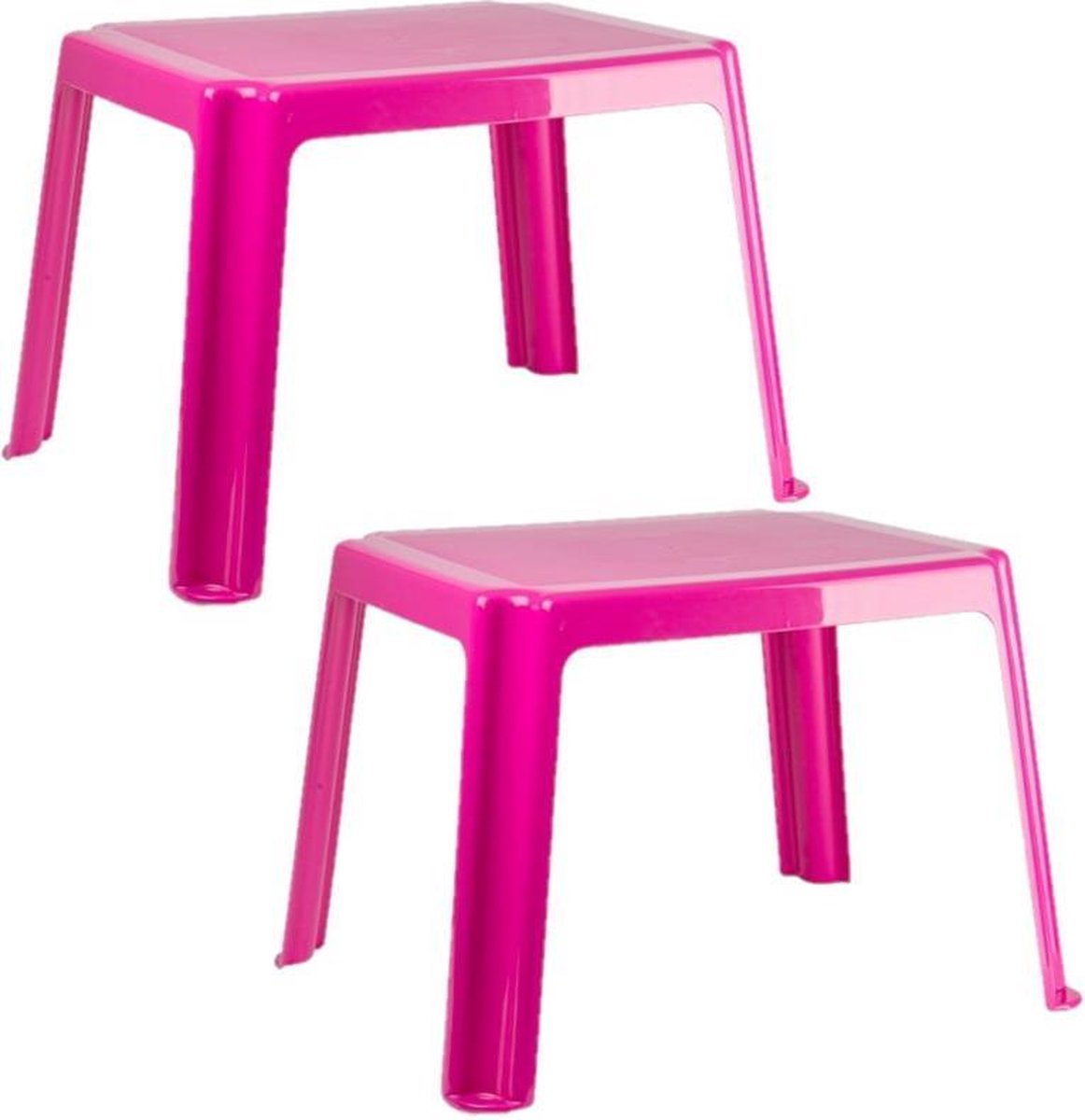 2x stuks kunststof kindertafels roze 55 x 66 x 43 cm - Kindertafel buiten - Bijzettafel