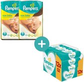 Pampers New Baby Luiers Maat 1- 112 Luiers + Pampers Sensitive Billendoekje 624 Stuks