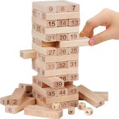 Houten stapeltoren houten blokken houten puzzel genummerd met dobbelstenen urenlang speel plezier