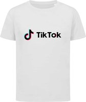Tik Tok - tiktok kleding - T-shirt kinderen - Maat 110/116 - 5-6 jaar - T-shirt wit korte mouw