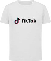 Tik Tok - tiktok kleding - T-shirt kinderen - Maat 152/158 - 12-13 jaar - T-shirt wit korte mouw