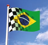 Finish Race/ Brazilië geblokte vlag - 150 x 100 cm - Grand Prix Brazilië – Formule 1