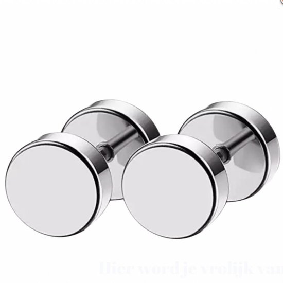 Stainless steel dumbel oorbellen- Fake tunnel 1 cm-Charme Bijoux