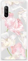 GSM Hoesje Sony Xperia 10 III Back Case TPU Siliconen Hoesje Doorzichtig Mooie Bloemen