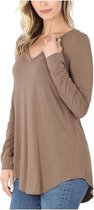 ZENANA | Premium V-hals Top | Mocha | LARGE