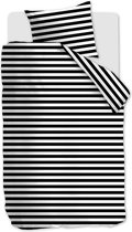 Hoogwaardige Katoen/Satijn Eenpersoons Dekbedovertrek Stripes Zwart/Wit | 140x200/220 | Heerlijk Zacht En Soepel | Subtiele Glans