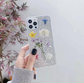 Casies Apple iPhone 12 / 12 Pro (6.1") gedroogde bloemen hoesje - Dried flower Soft TPU case - droogbloemen - transparant