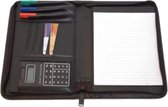 SCHRIJFMAP A5 Zwart -Kunstleer - Incl. rekenmachine - A5 Schrijfmap - Compacte schrijfmap