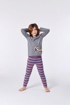 Woody pyjama jongens - grijs melange - wasbeer - 212-1-PLU-S/125 - maat 116