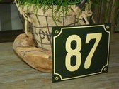 Emaille huisnummer 18x15 groen/creme nr. 87