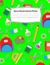 Quad Ruled Graph Paper: Green 4x4 Quadrille Squared Coordinate Grid Composition Notebook: Practice Organizer: 100 Page Math & Science Exercise Book: Kindergarten, Primary, Elementary, High Sc