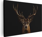 Artaza Canvas Schilderij Hertenkop - Hert  - 30x20 - Klein - Foto Op Canvas - Canvas Print