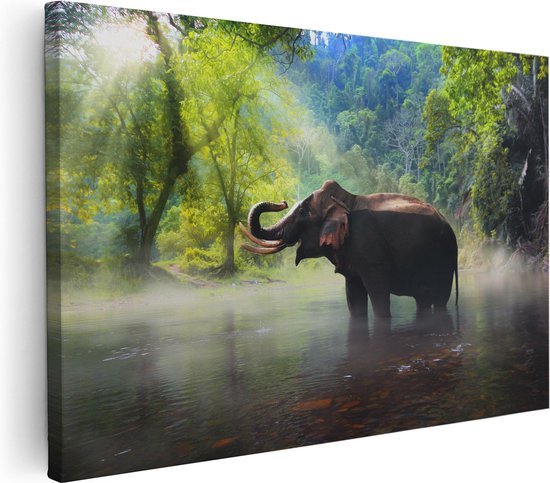 Artaza Canvas Schilderij Olifant In Het Water - 60x40 - Foto Op Canvas - Canvas Print