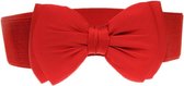 Amodi® Fashion - Elastische Dames Riem Strik - Strikje - Knip - Knoop - Riem Vrouwen - Damesriem - Jurk - Jas - Vest - Colbert - Tailleriem - Rood
