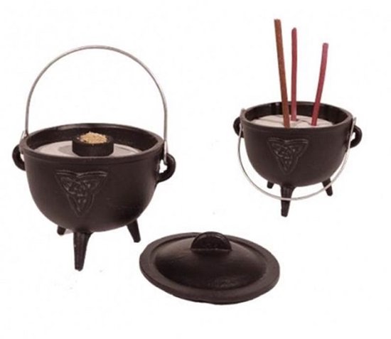 Cauldron (heksenketel) Triquetra symbool - 12x9.5 - 1080 - Gietijzer - Zwart - S