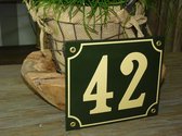 Emaille huisnummer 18x15 groen/creme nr. 42