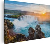 Artaza Canvas Schilderij Watervallen Bij Zonsondergang - 120x80 - Groot - Foto Op Canvas - Canvas Print