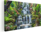 Artaza Canvas Schilderij Tropische Waterval In Thailand - 100x50 - Groot - Foto Op Canvas - Canvas Print