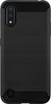 BMAX Carbon soft case hoesje geschikt voor Samsung A01 / Soft cover / Telefoonhoesje / Beschermhoesje / Telefoonbescherming - Zwart