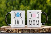 Dog mom and Dog dad - Customized mokken en bekers - mokken met tekst - mokken - bekers - cadeautje - cadeau voor vrouw - cadeau vor man - keramiek servies - cadeautje voor haar - cadeautje vo