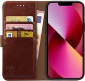 Rosso Element Book Case Wallet Hoesje Geschikt voor Apple iPhone 13 | Portemonnee | 3 Pasjes | Magneetsluiting | Stand Functie | Bruin