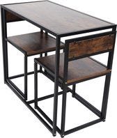 Zazaya® Eettafel - Met 2 Stoelen - Industrieel - Ruimtebesparend - Hout/Metaal - Tevens Te Gebruiken Als Bureau - Stoelen Schuiven Eenvoudig Onder De Tafel - Hoogte 90 CM