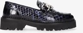 Tango | Bee bold 4-d shiny navy leather loafer - black sole | Maat: 42