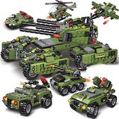 Brickzz | 6 in 1 Battle Tanks - Leger voertuigen - Defensie tank - Army vehicle - Military vehicle - Oorlogsvoertuigen - Helikopter - Humvee - Oorlog - Kanon - Schieten - City - Ge