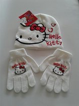 Hello Kitty - winterset - Muts & Handschoenen - Wit - 52 cm - 100% Acryl