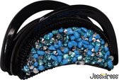 Jessidress® Luxe Haarclips Haarklem Zeer Sterke Haarklemmen vol strass 6,5 cm - Blauw