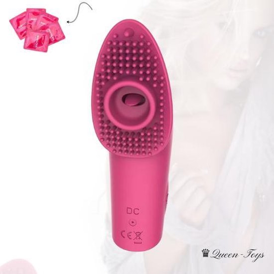 ♛Queen-Toys® Likkende & zuigende clitorisvibrator – Vinger vibrator – Vingervibrator – Krachtige clitoris vibrator – Met stimulerend glijmiddel…