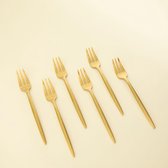 Vastelli Pasticci - RVS Taartvorkjes voor bij de Gebaksbordjes - Luxe Gebaksvorkjes in matte kleur Goud - Bestekset 6 persoons vorkjes goud - Set van 6