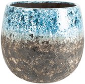 DBT Bloempot Blauw-Multicolour D 19 cm H 16 cm