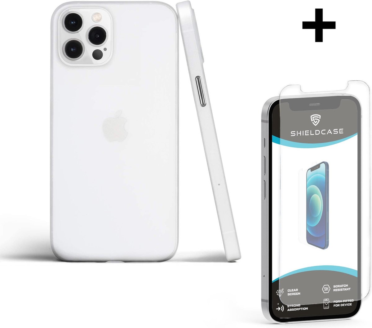 ShieldCase Extreem dun geschikt voor Apple iPhone 12 Pro Max hoesje 6.7 inch - transparant + glazen Screen Protector - Ultra dun hoesje - Super dunne case - Dun hoesje doorzichtig - Transparant hoesje - Transparante case doorzichtig + glas