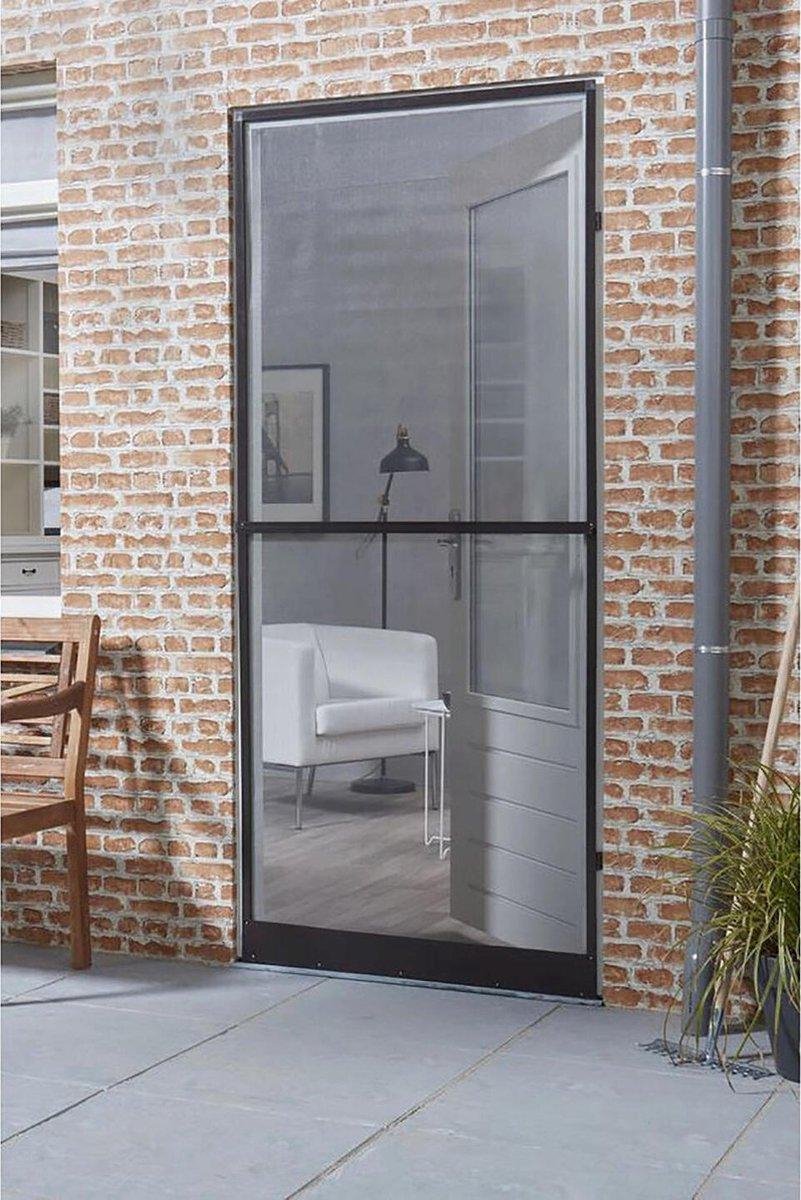 Deurhor | Hordeur | Insectenhor | max 100 x 210 cm, inkortbaar, Antraciet aluminium frame met Antraciet horregaas - Excellent